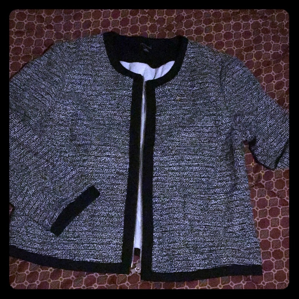 Ann Taylor tweed zippered short blazer size M